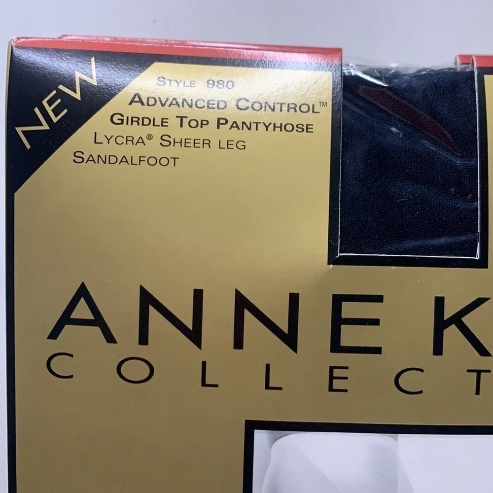 NWT Anne Klein advanced control Girdle top pantyhose style 980 black navy